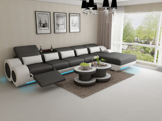 Leren bank Bank Bank Woonlandschap Modern Hoekhoekbank Ontwerp Garnituur