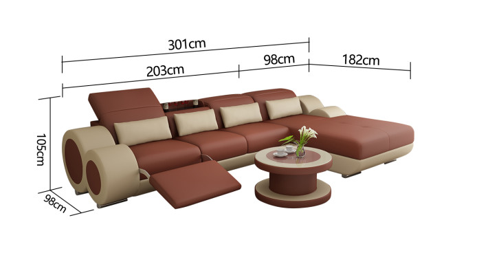 Leren bank Bankstel Nieuw Hoekbank Hoek Set Ontwerp Modern Sofa G8035H