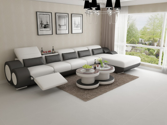 Leren bank Bank Bank Woonlandschap Modern Hoekhoekbank Ontwerp Garnituur