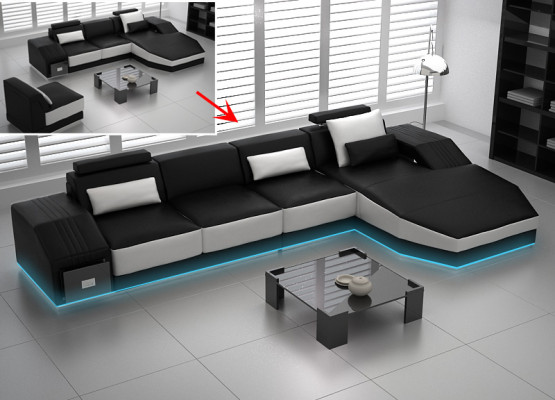 Modern leren bank bankstel hoekbank hoekbank set design decor