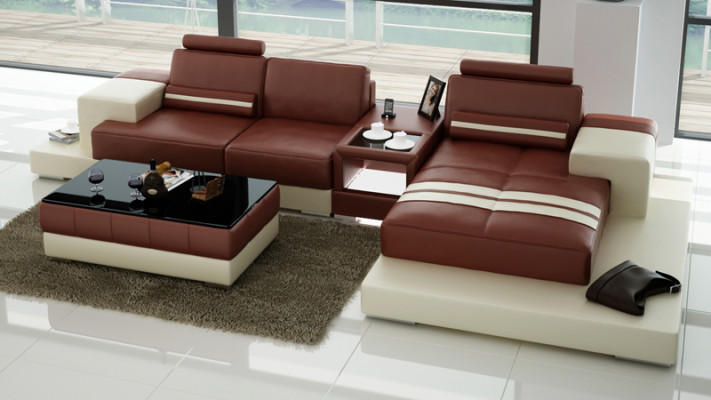 Lederen bank bank woonlandschap hoekbank hoekstel modern ontwerp bankstel L6004D