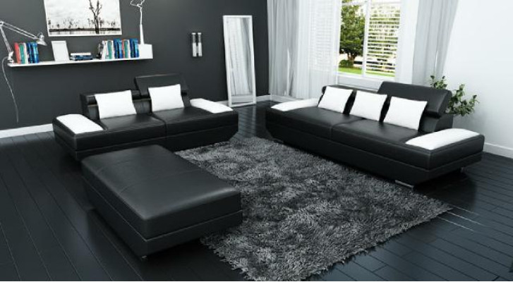 Sofa set leren bankstel 3+2 gestoffeerde bank bankstel kruk banken - 2719A