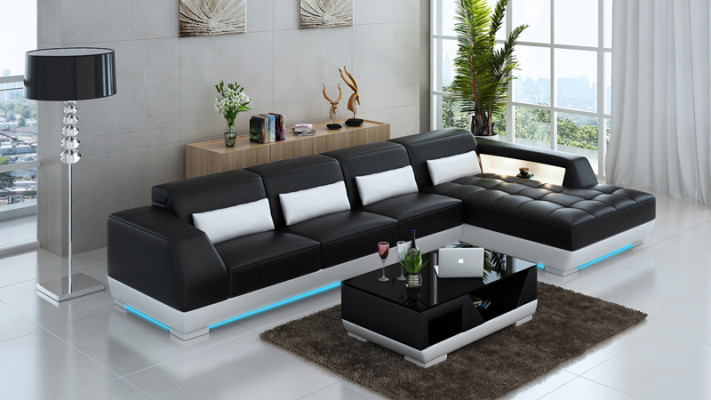 Leren bank Bank Woonlandschap Hoekbank Hoekset Ontwerp Modern Bankstel G8024C