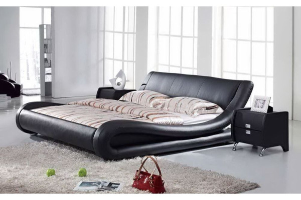 XXL Tweepersoons leren bed met USB, leren ontwerper 4761