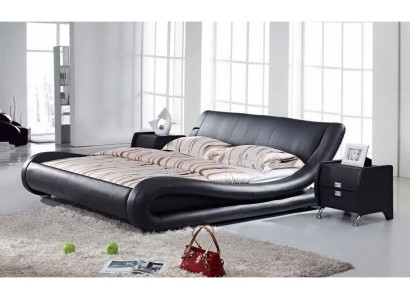 XXL Tweepersoons leren bed met USB, leren ontwerper 4761