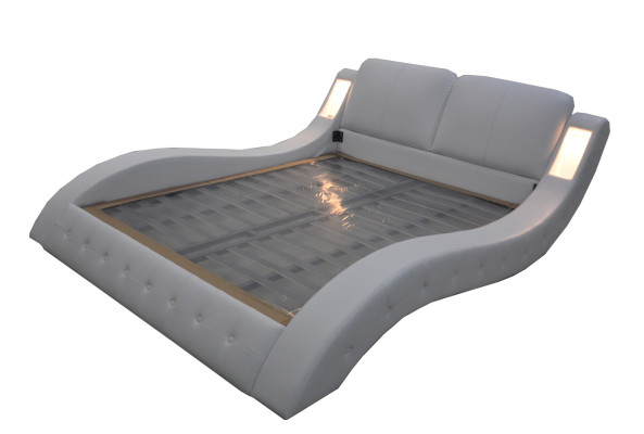 Luxe bed met USB-bekleding voor hotelmoderne bedden van leer 140/160/180/200 cm.