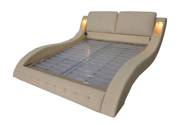Luxe bed met USB-bekleding voor hotelmoderne bedden van leer 140/160/180/200 cm.