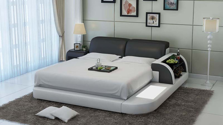 Bed Design Luxus Luxus Bedden Leer Moderne Slaapkamer 140/160/180 LB8812