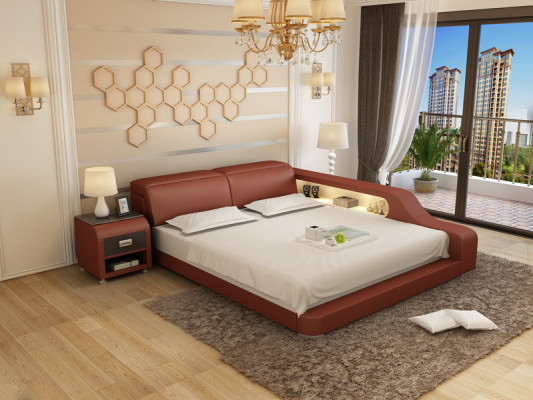 Designer Bed Bekleed bed Luxe bed Tweepersoonsbed Bed voor echtparen Bedden 140/160/180 cm