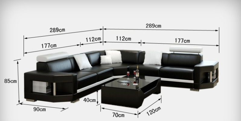 Lederen bank Bank Moderne bank Woonlandschap Hoekbank Set Decor Ontwerp