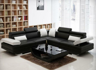 Woonlandschap stoffen hoekbankbank combinatie Landschap Leer - AlfredB