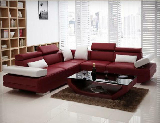 Woonlandschap stoffen hoekbankbank combinatie Landschap Leer - AlfredB