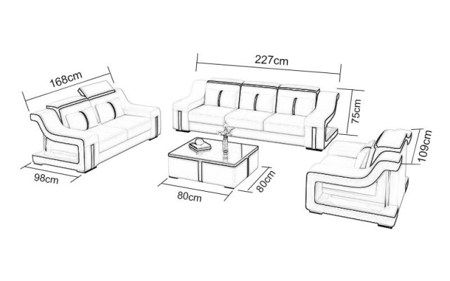 Sofa set 3+1 zits G8047D bank gestoffeerd zitje set bank woonkamer leer