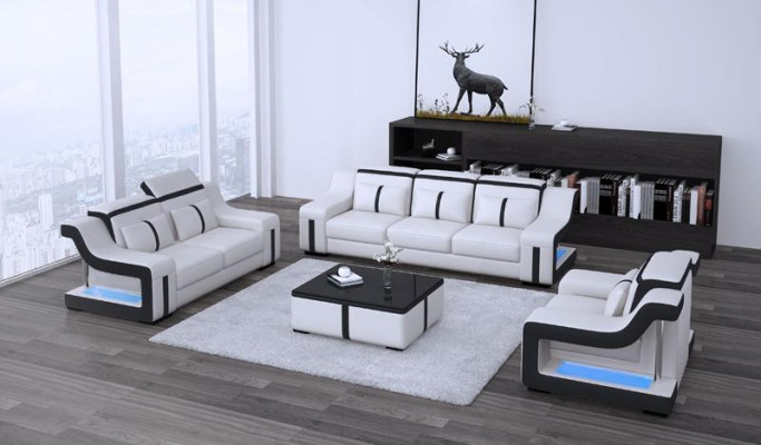 Sofa set 3+1 zits G8047D bank gestoffeerd zitje set bank woonkamer leer