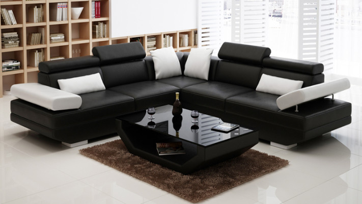 Leren bank Bank Bank Woonlandschap Hoekbank Set Ontwerp Modern Bank K5009B