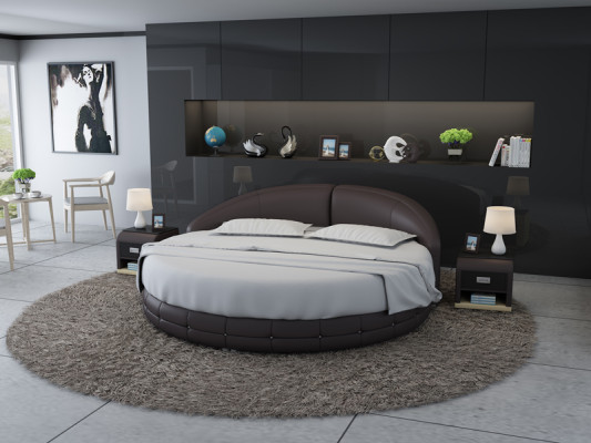 Rond bed ontwerp bed gestoffeerd designer bed gestoffeerd rond XXL luxe kingsize.