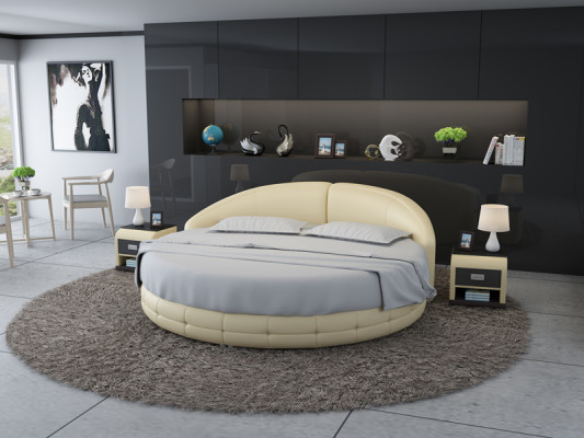Rond bed ontwerp bed gestoffeerd designer bed gestoffeerd rond XXL luxe kingsize.