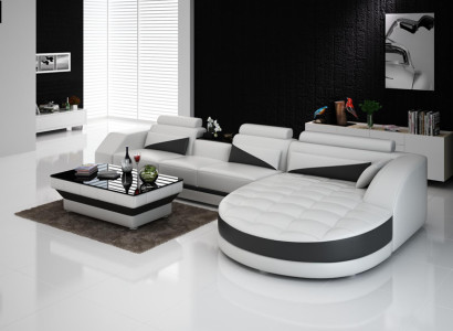 Bank Leren bank Bank Woonlandschap Modern Hoekbank Design Set