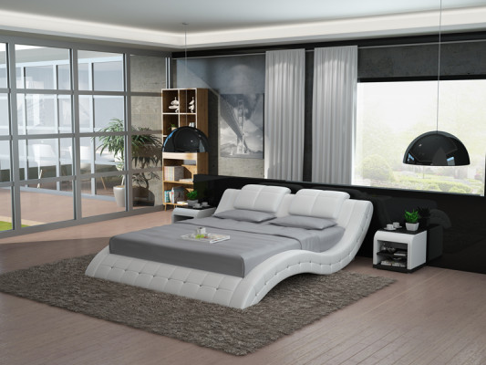 Luxe leren bed ontwerp gestoffeerde bedden dubbel huwelijk 140/160/180 LB8824B