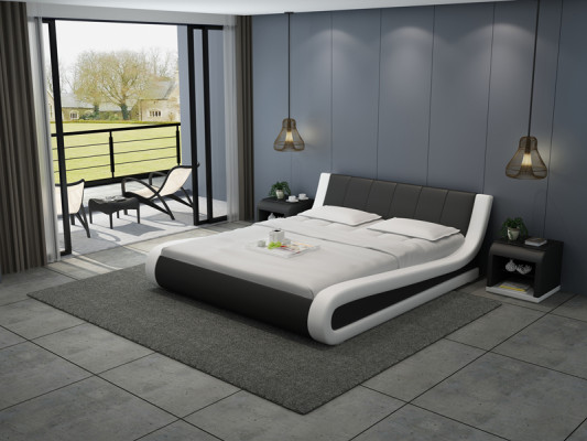 Lederen bed met USB-polsbedden Luxe tweepersoons 140/160/180 LB8829