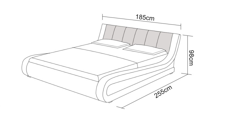 Lederen bed met USB-polsbedden Luxe tweepersoons 140/160/180 LB8829