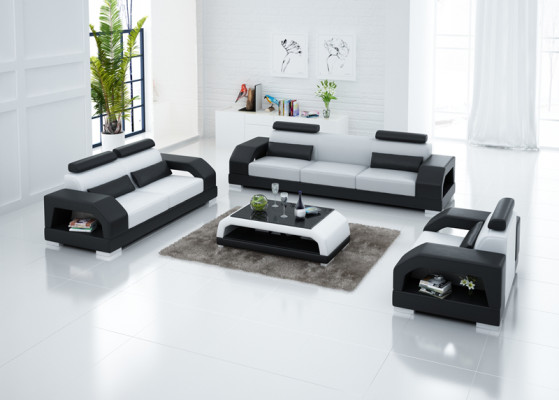 Ledersofa Bank Woonlandschap 3+2+1 Zitsbank Set Modern Design Bank G8001D