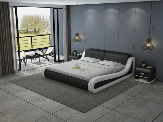 Lederen bed met USB-beklede luxe tweepersoons hotelhuwelijksbed 140/160/180 cm