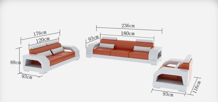 Ledersofa Bank Woonlandschap 3+2+1 Zitsbank Set Modern Design Bank G8001D
