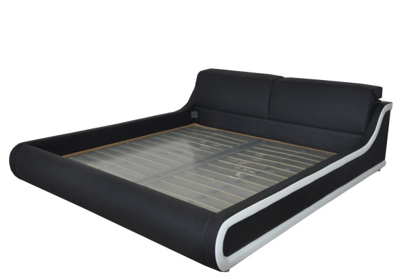 Twee luxe leren bed + USB gestoffeerde bedden Multifunctioneel LB8835