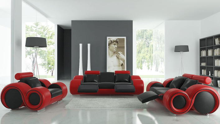 Leren bank bank woongroep 3+2+1 zits bankstel Modern design bank A1163D