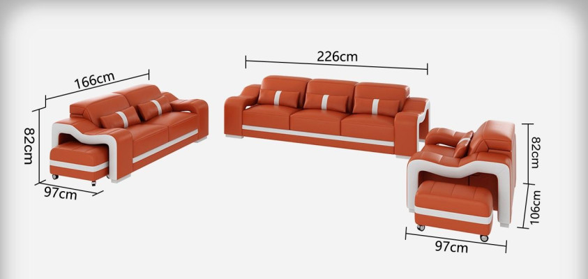Ontwerp bankstel bank bekleding bankstellen leer modern 3+1 zits compleet set nieuw
