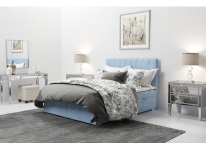 Boxspring Bed Hotel Dubbel Blauw Fluweel Luxe Bedden Gestoffeerde Bedlade 180x200