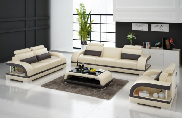 Designer bankstel leren bankstel set 3+2+1 set bank bank nieuw citadel Wit