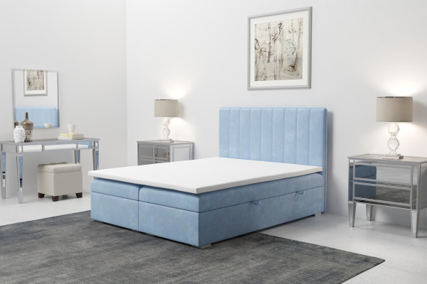 Boxspring Bed Hotel Dubbel Blauw Fluweel Luxe Bedden Gestoffeerde Bedlade 180x200