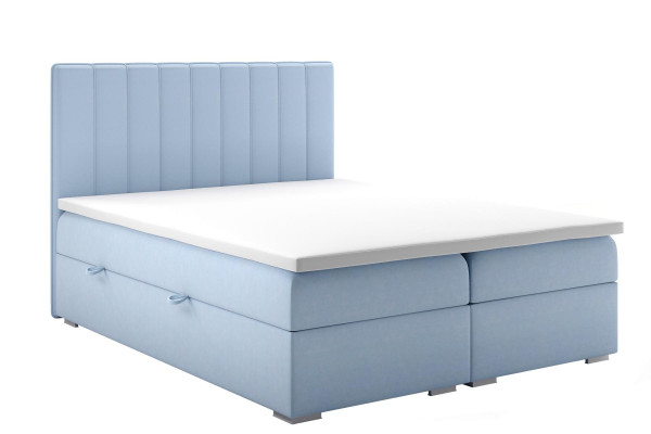 Boxspring Bed Hotel Dubbel Blauw Fluweel Luxe Bedden Gestoffeerde Bedlade 180x200