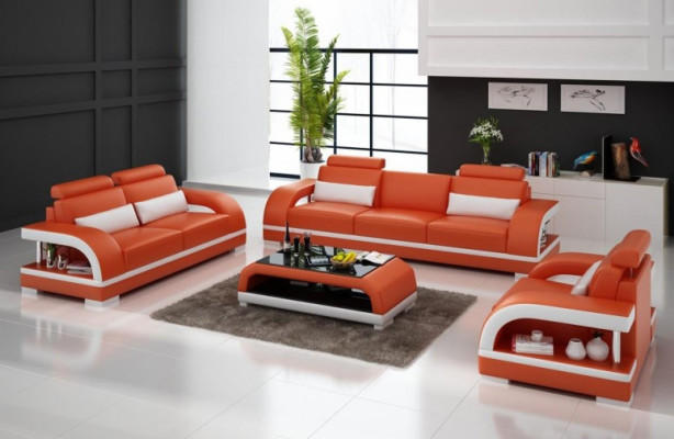 Designer bankstel leren bankstel set 3+2+1 set bank bank nieuw citadel Wit