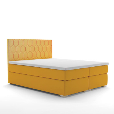 Boxspring bed hotel dubbele luxe bedden gestoffeerde functie bedlade geel fluweel