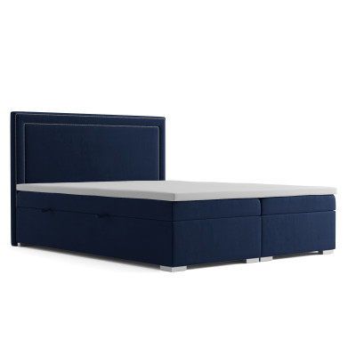 Boxspring Bed Hotel Dubbel Design Bedden Luxe Bekleding Kast Functie Blauw Nieuw