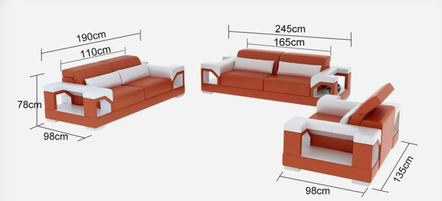 Ledersofa Bank Bankstel Set 3+2+1 Zits Bankstel Ontwerp Modern Sofa