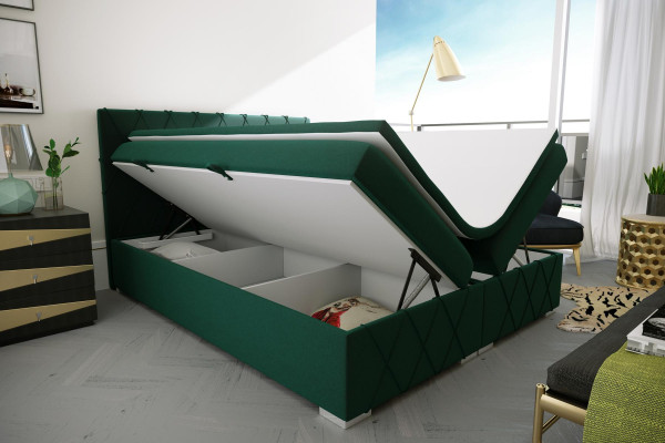 Tweepersoonsbed Compleet Set Matras Boxspring Topper Bedden Functie Kast Groen