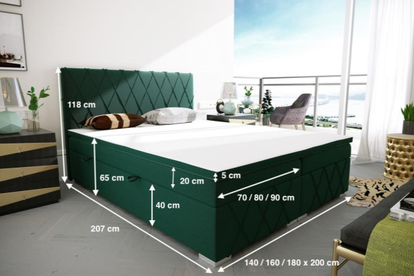 Boxspringbed Hotel Dubbele Luxe Bedden Gestoffeerde Opbergbox Functie 180x200cm