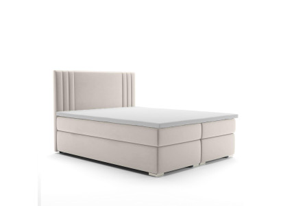Boxspring bed Hotel dubbel bed Luxe bedden Bekleed functie bedbak Beige
