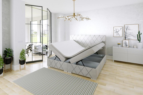 Boxspringbed Hotel Tweepersoonsbed Textiel Luxe Bedden Gestoffeerd Bed met Opbergfunctie
