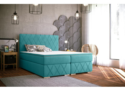 Volledige set matras & topper boxspring bed luxe bekleding 140x200cm bedden.