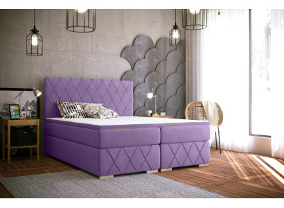 Compleet set matras & topper boxspring bed paars gestoffeerd 180x200cm bedden