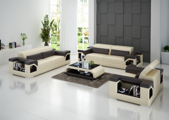 Ledersofa Bank Bankstel Set 3+2+1 Zits Bankstel Ontwerp Modern Sofa