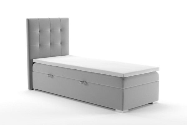 Luxe boxspring bed hotelbedden gestoffeerde functie opbergbox 90x200cm grijs nieuw
