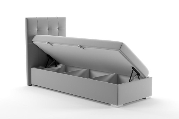 Luxe boxspring bed hotelbedden gestoffeerde functie opbergbox 90x200cm grijs nieuw