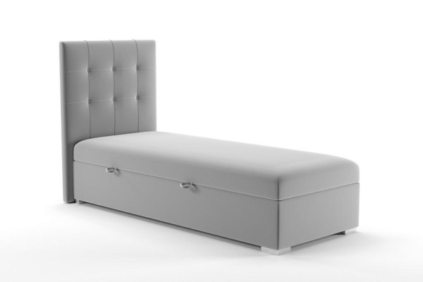 Luxe boxspring bed hotelbedden gestoffeerde functie opbergbox 90x200cm grijs nieuw