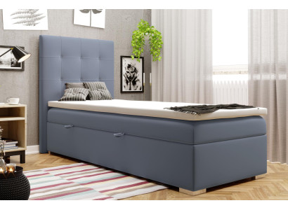 Luxe boxspring bed hotelbedden gestoffeerde functie- bedlade 90x200cm blauw nieuw